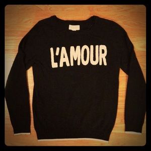 Elle Black French Graphic 3D Lettering Sweater